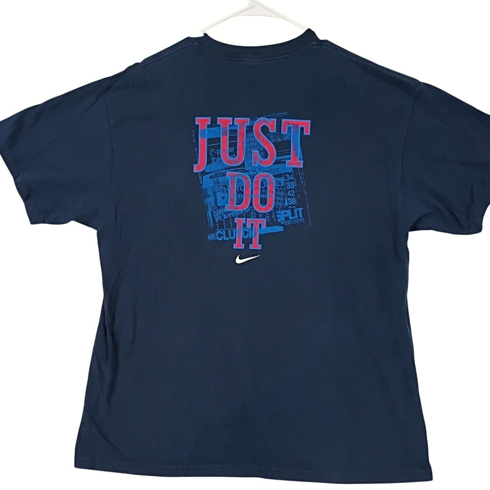 Vintage Nike Just Do It Graphic T-Shirt Mens Large Navy Blue USA Made Sportswear